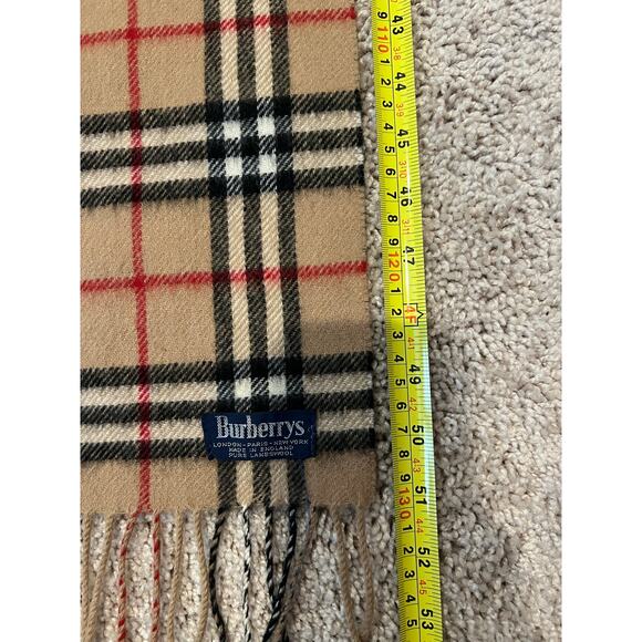 Burberry Genuine Vintage Nova Check Plaid Fringed Scarf Scarves Pure Lambswool - Picture 7 of 7